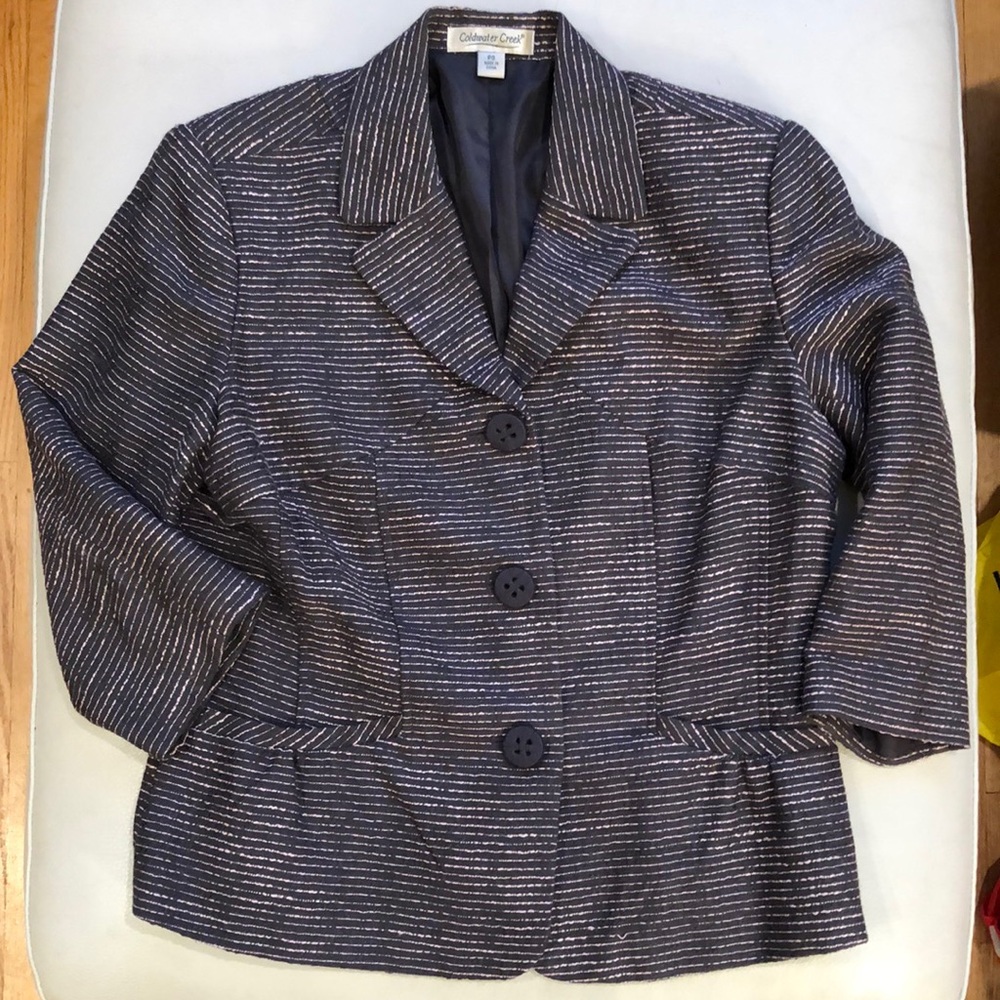 Coldwater Creek gray with pink pinstripes blazer